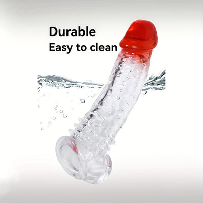 Ultra-Realistic Textured Penis Sleeve With Extender & Testicle Ring - Reusable, Enhances Size & Girth, Ideal For Couples