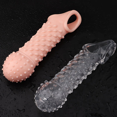 2pcs Penis Enhancer Sleeves with Stretch G-Spot Stimulation - Reusable Cock Ring & Nozzle for Men's Sexual Pleasure Sex Toy For Men Masturbating Sex Toy For Men Anal
