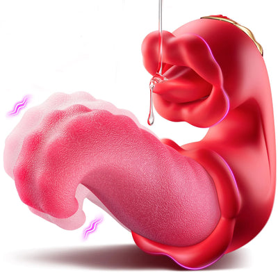 4 in 1 Tongue Swing Thrusting Vibrators Dildo Rose G Spot Clitoral Stimulator Vibrator Adult Sex Toys for Women Couples