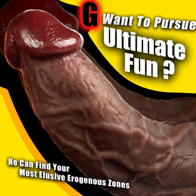 Lubisey 2.36'' Diameter Huge Thick Dildo for G-spot Stimulation Orgasm, Curved Shaft Big Black Dildos with Powerful Suction Cup, Silicone Realistic Dildo Vagina Anal Sex Toys for Women and Men 7.87''