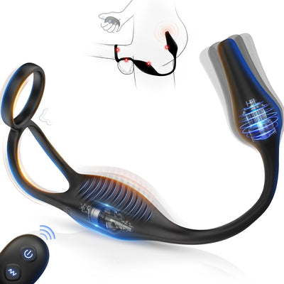 Male Sex Toys for Men Prostate Massager - 4 in 1 Vibrating Cock Ring Penis Ring with Remote Control, 7 Modes Anal Toys Butt Plug G Spot Vibrator Dildo Vibrating Anal Plug Adult Sex Toy for Couples Men