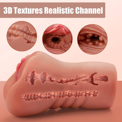 2 in 1 Male Masturbators with 3D Realistic Textured Pocket Pussy and Tight Anus Sex Stroker,Sex toys Adult Toy,Men's Blowjob Anal Play