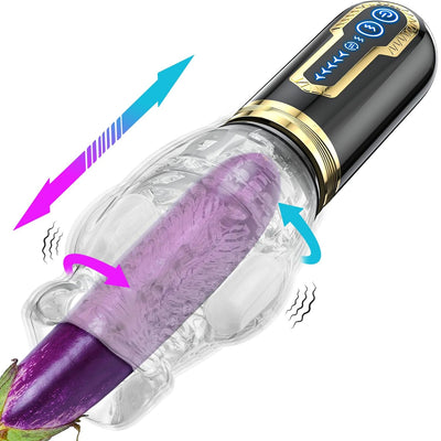 Automatic Blowjob Male Masturbator, Adult Sex Toys for Men, 7 Vibrating & 5 Rotating & 5 Thrusting Modes with Penis Stimulation, Rotating Male Masturbation Pocket Pussy for Men Pleasure Realistic