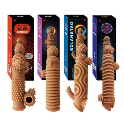 Realistic Penis Sleeve Extender Reusable Dildos Condom Delay Ejaculation Dick Enlargement Sex Toys for Men