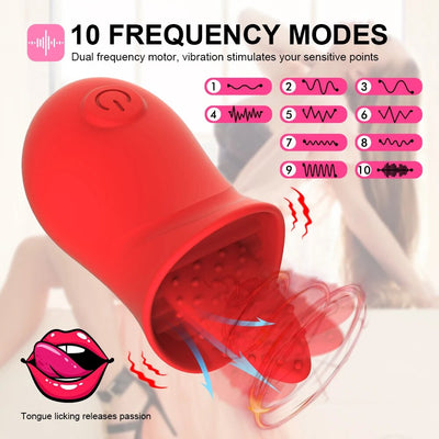 Rose Clitoris Stimulation Vibrator for Women G Spot VibrationTongue Licking Oral Vagina Nipple Massager Female Masturbator