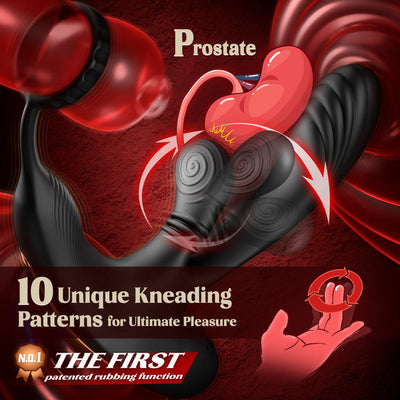 3 in 1 360° Circular Kneading Anal Vibrator Male Prostate Massager with Cock Ring Butt Plug L-Shaped Adult Sex Toys for Men 18