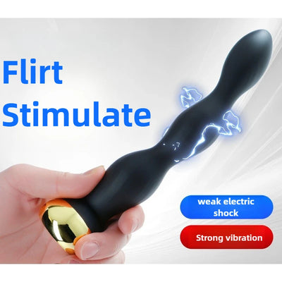 Anal Vibrator Electric Shock Anal Sex Plug Sex Toys Silicone Beads Vibrator Wireless Remote Control Anal Sex Toys for Women