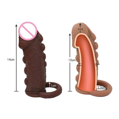 Silicone Penis Cover Reusable Condom Enlargement Extra Thick Penis Extender Cock Rings Sleeve Delay Ejaculation Sexitoys For Men