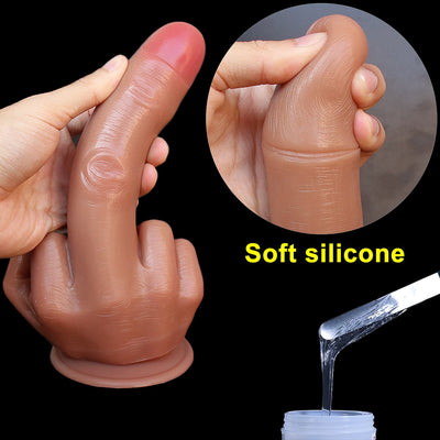 ขนาดใหญ่ Spoof กลางนิ้วมือของขวัญหนา Dildo เกย์นุ่มซิลิโคน Dick Big ดูดถ้วยประดิษฐ์ Penis Anal เสียบของเล่นเพศสำหรับสตรี
