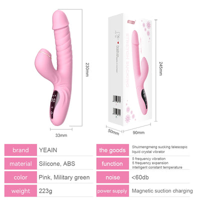 adult sex toys,Simulated glans, long-distance extension, tongue teasing, pulse vibration, LCD touch control, one click heating
