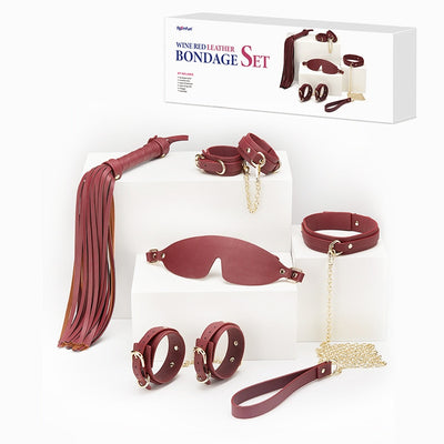 BDSM ชุดเครื่องราง Bundle Bondage หนังชุดยับยั้งชั่งใจทาส Handcuffs ห่วง Whip สุนัข Slave เกมสำหรับผู้ใหญ่