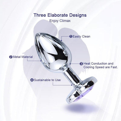 Heart Shaped Metal Anal Plug Sex Toys Stainless Smooth Steel Butt Plug Tail Crystal Jewelry Trainer for Women/Man Anal Dildo