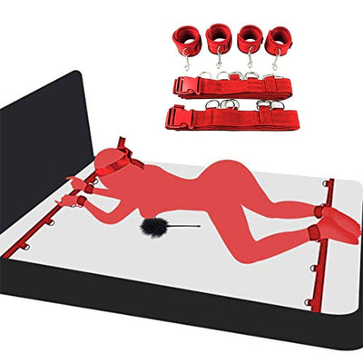 Sexy Hot Erotic Slave Adult Games Straps Restraints To The Bed Sex Toys for Women Handscuff Neck & Ankle Cuffs BDSM Bondage Set