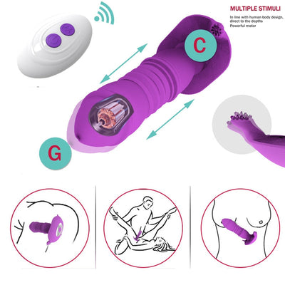 Telescopic Vestibule G-spot Vibrator with Remote Control Waterproof Vibrating Vagina Clit Stimulator Sex Toys for Women &Couples