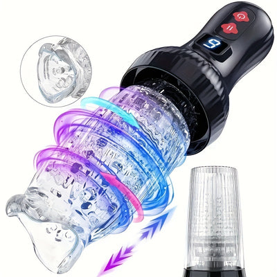 Ultimate Male Masturbator Sex Toy, Automatic 9 Thrusting & Rotating Modes, TPE Material, USB Powered, Hand Washable, Solid Color Design, Adult Pleasure Machine for Men
