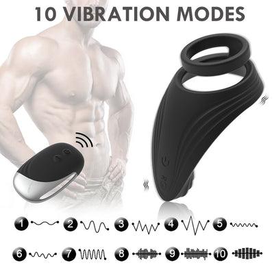10โหมดอวัยวะเพศชายแหวน Vibrators รีโมทคอนโทรลคู่แหวนนวด Clitoris Perineum กระตุ้น Penisring เพศของเล่นสำหรับผู้ชาย