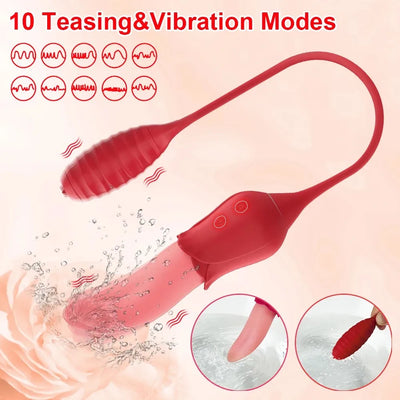 Chart showing 10 teasing and vibration wave modes with waterproof splash demonstration.