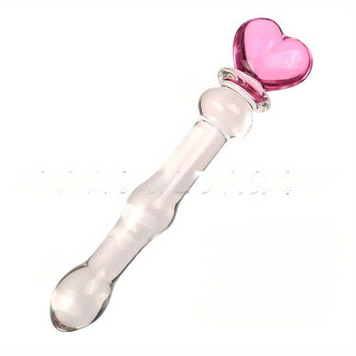 "Sophisticated" Elegant Pink Heart-Embellished Glass Stirring Rod - Female Sex Toys Anal Toys