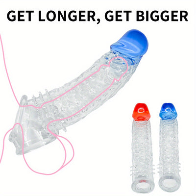 Ultra-Realistic Textured Penis Sleeve With Extender & Testicle Ring - Reusable, Enhances Size & Girth, Ideal For Couples