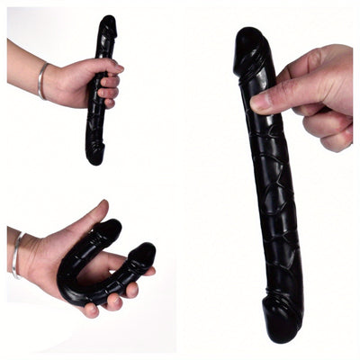 Double-Headed Dragon Phallus Simulation: Black TPE Dildo, 9.25inch, Suitable for Hand Washing - New Age Adult sex toys