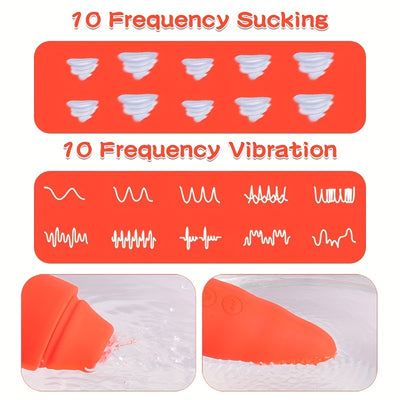 Fairykiss Carrot-Shaped Female Vibrator With 10 Vibration & Sucking Modes, Rechargeable Lithium Battery, Waterproof Silicone Clitoris And G-Spot Stimulator With Suction Cup For Hands-Free Play