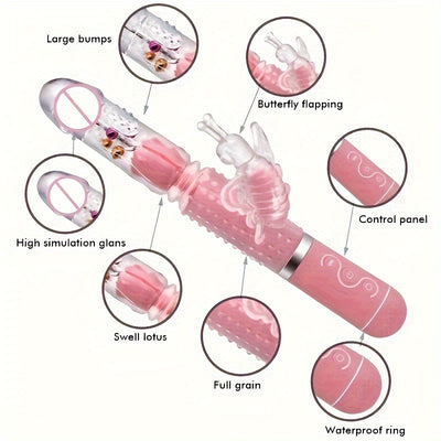 Telescopic Rotating Ball Vibrator For Women's Sexual Impact, Fake Penis, Masturbator, Adult Products