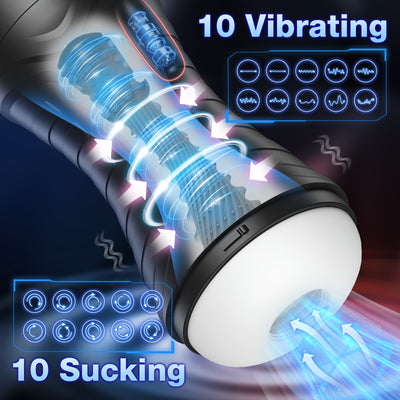 Sucking Male Masturbator Sex Toys - Bszone Upgraded Male Sex Toy Automatic Male Masturbators Cup with 10 Vibration & Suction Modes Adult Toys, Mens Penis Pump Stroker Pocket Pussy with 3D Textured