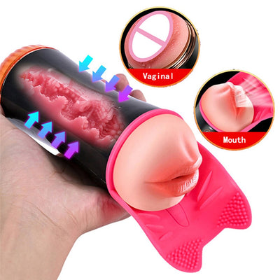 เครื่องสั่นหัวคู่เพลิดเพลินกับการสำเร็จความใคร่ด้วยตัวเองถ้วยลิ้นเลียช่องคลอดกระเป๋าช่องคลอดเครื่องสั่นสำหรับผู้ใหญ่ของเล่นเซ็กซี่สำหรับผู้ชายสำเร็จความใคร่