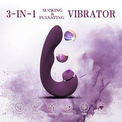 3-In-1ดูดเร้าใจ Vibrator ที่มีประสิทธิภาพ Clitoral กระตุ้นช่องคลอดเซ็กซ์ทอยสำหรับสตรี