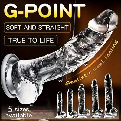 5 Sizes Transparent Soft Jelly Dildo Realistic Fake Dick Penis Sucker Butt Plug Sex Toys for Woman Men Vagina Anal Sex Toys