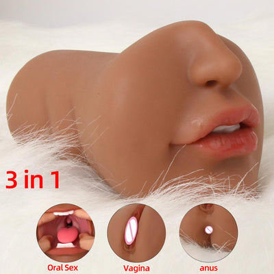 3D ที่สมจริง Oral Masturbation ชายคอหีเพศช่องคลอดจริง Pussy Sextoy สำหรับชาย3ใน1 Masturbstor ผู้ใหญ่อมควย sex Choop