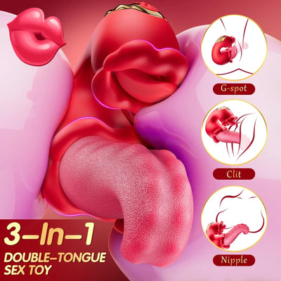4 in 1 Tongue Swing Thrusting Vibrators Dildo Rose G Spot Clitoral Stimulator Vibrator Adult Sex Toys for Women Couples