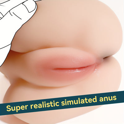 Realistic 1.8kg Male Anus Self-Pleasure Toy: TPE Material, 3D Textured Channels, 7.28" Length, 3.33" Width, No Battery Required