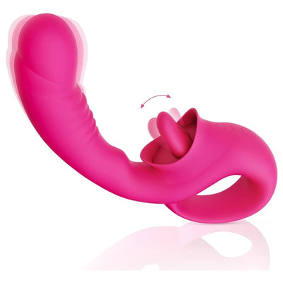Clitoral G Spot Vibrator, Realistic Clitoralis Stimulator for Women with 10 Licking & Vibrating Modes, Strapless Strap-On Dildo for Multiple Stimulation, Adult Sex Toys