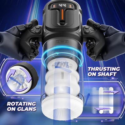 Automatic Male Masturbator Sex Toys, Unique Male Sex Toys With 4 Thrusting & Rotating Modes For 4 Speeds, Male Stroker With Handles & Digital Display & One-Click Burst For Men, Sergeant Major