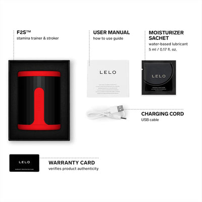 LELO F2S Stamina Trainer & Stroker with 14 Pleasure Settings, App and an AI Mode, Male Masturbator Sex Toy for Men, Male Sex Toy, Hands Free Masturbators, Penis Pump, Blowjob Adult Toys Vibrator, Red