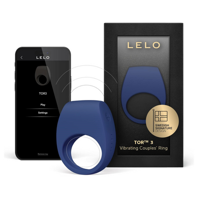 LELO TOR 3 Vibrating Penis Ring App Connected Adult Toy for Man and Woman, Couples Sex Toy with 8 Pleasure Settings for Enhanced Sensation, Silicone Cock Ring, Base Blue