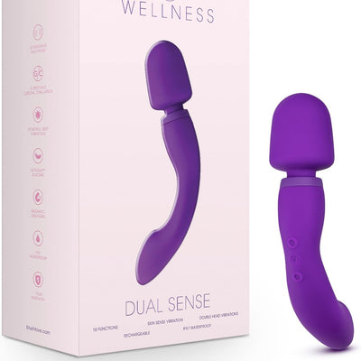 Blush Wellness Dual Sense - Innovative Touch Sensitive Ultra Soft Silicone Massage Wand - Target Sore Muscles- 10 Powerful Rumbly Vibration Functions On Both Ends of Massager - IPX7 Waterproof
