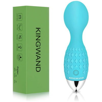 Mini Wand Massager - Portable Small Cordless Waterproof Handheld Massager for Body Hand Neck Foot Massage - Electric Rechargeable Powerful Vibrating (Blue)
