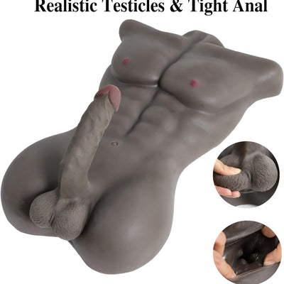 Male Sex Doll for Women with Big Realistic Dildo Sex Toys Male Torso Penis Sex Dolls with Tight Anal Sex for Female Masturbation Threesome Couple Sex Fun Unisex Toys, 18.74LB