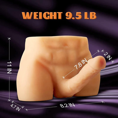 Men's Penis Torso Doll Female Sex Love Doll with Realistic Huge Dildo and Tight Anal for Women Masturbation Couple Sex Fun (11 x 8.2 x 4.7 Inches)