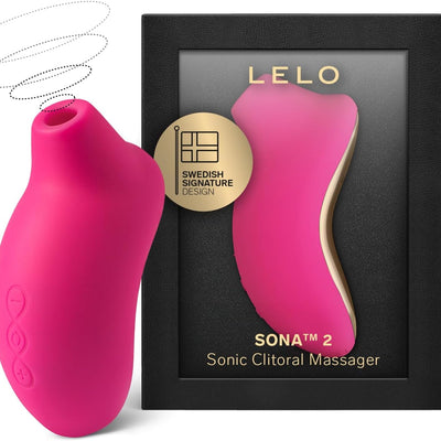 LELO SONA 2 Sonic Waves Clit Sucker, Waterproof Clit Vibrator Oral Stimulator Vibrator for Women for Deeper Satisfaction, Cerise