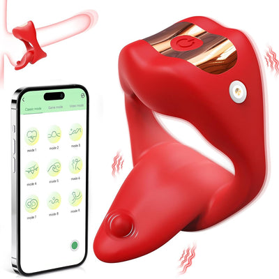 Vibrating Cock Ring Sex Toys for Men, Penis Ring Tongue Design with 9 Vibration Modes, Adult Toys Vibrator with APP Control, Male Couples Sex Toys Clitoral Vibrator, Adult Sex Toys & Games for Couple