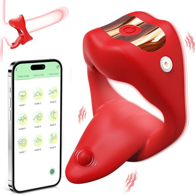 Vibrating Cock Ring Sex Toys for Men, Penis Ring Tongue Design with 9 Vibration Modes, Adult Toys Vibrator with APP Control, Male Couples Sex Toys Clitoral Vibrator, Adult Sex Toys & Games for Couple