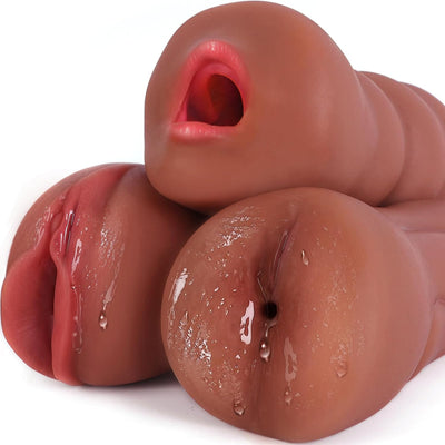 Sex Toys Male Pocket Pussies Sex Toy - Trio Pack of 3 Mouth Sex Doll, Vagina Blowjob Male Masturbator, Anal Flesh Light, Silicone Stroker for Mens Pleasure, Consoladores Sex Toys for Men