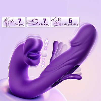 3 in 1 Tongue Licking Finger Flapping G Spot Dildo Vibrator Sex Toys for Women Clitoral Stimulation Massager Adults Masturbator