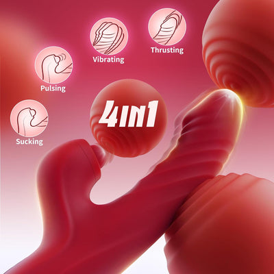 Vibrator Thrusting Dildo for Women Toendi G Spot Vibrator Clitoral Stimulator Sex Toys Dildos Vibrator with 10 Vibration 7 Thrust Mode with Licking, Rabbit Vibrators Adult Sex Toy for Women and Couple