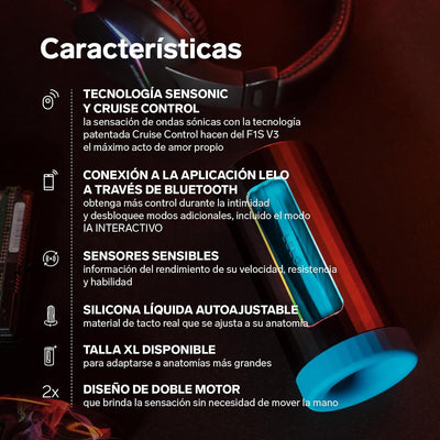 LELO F1S V3 XL Male Sex Toy with Bluetooth App, Automatic Male Masturbator with 7 Settings Sex Toy for Men with an Interactive AI Mode, Hands Free Masturbators, (Teal)