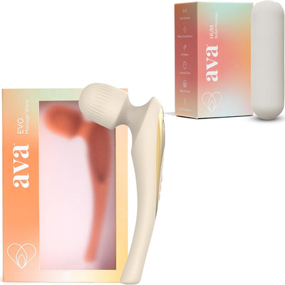 Ava EVO Ergo Vibrator Wand - Beige and Ava Bullet HUM Massager - [Mini Vibrator Sex Toy] | Sex Toys for All | Clitoris Vibrator - Beige