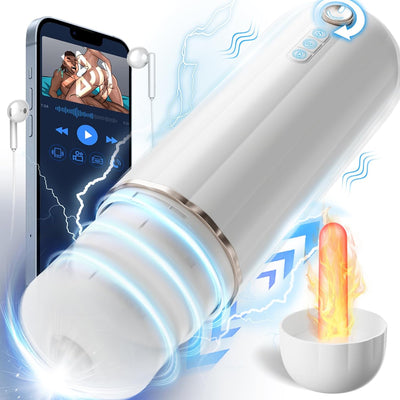 6 in 1 Automatic Male Masturbator, Male Masturbator Toy with CVT Thrusting & 10 Vibrating, Bluetooth Control Electric Pocket Pussy Stroker with Heating, Sex Toys for Men Masturbation with Headphones